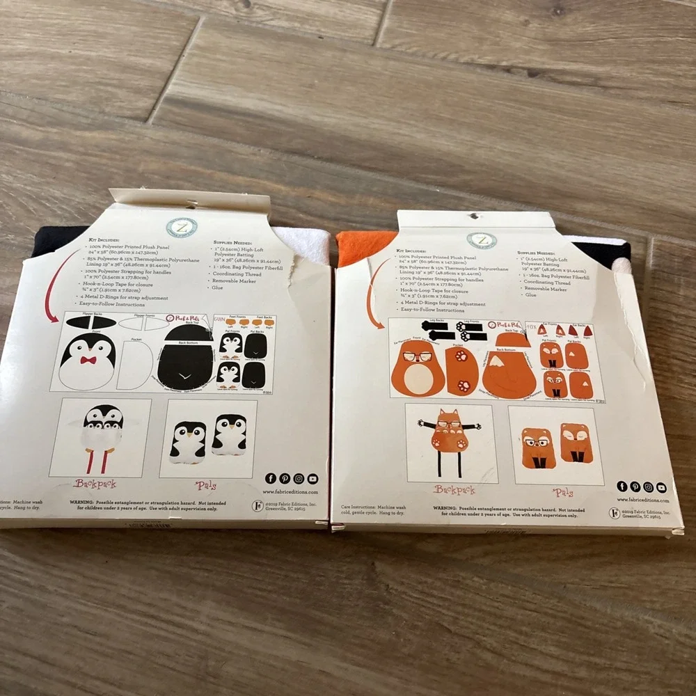 Pack & Pals Plush Penguin & Fox Backpack‎ Kits 13.25